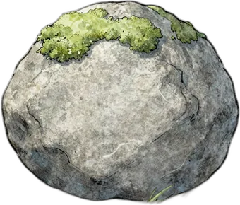 Piedra con musgo en acuarela